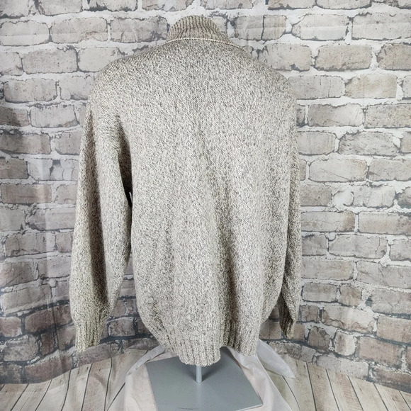 Vintage Wool  Blend Shawl Collar Grampa Cardigan Cream Brown Heather Size Large - Picture 10 of 13